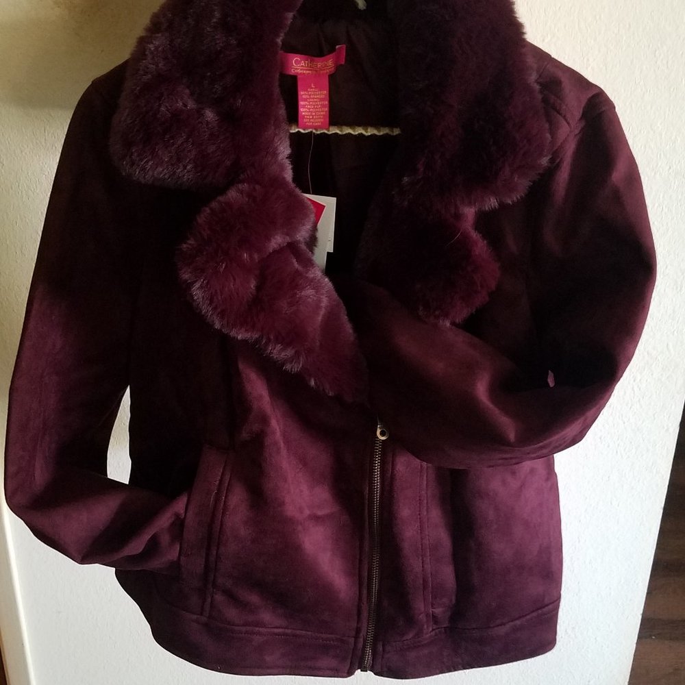 Beautiful faux suede and faux fur moto jacket